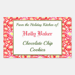 Holiday Kitchen of Red Poinsettias Baking Sticker