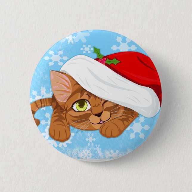 Holiday Kitten 2 Inch Round Button (Front)