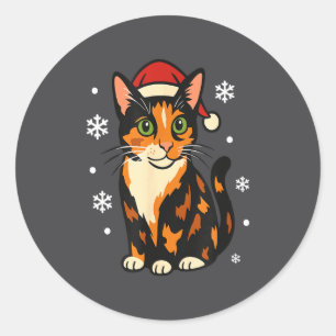 Holiday Kitten Cute Christmas Cat Design Uni Classic Round Sticker
