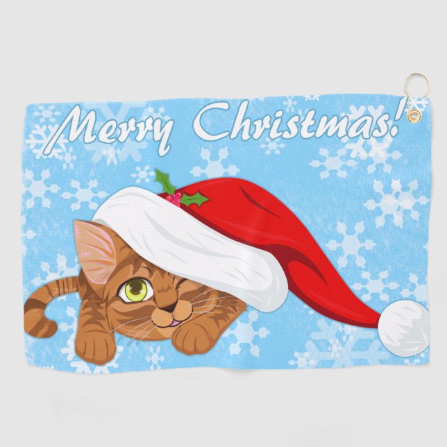 Holiday Kitten Golf Towel (Horizontal)