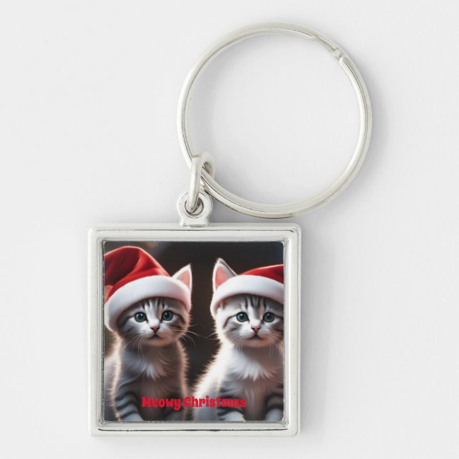 Holiday Kitten Keychain (Front)