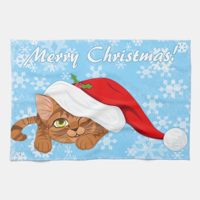 Holiday Kitten Kitchen Towel (Horizontal)
