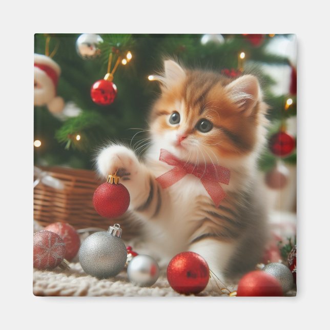 Holiday Kitten Magnet (Front)