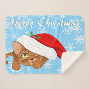 Holiday Kitten Sherpa Blanket