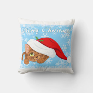 Holiday Kitten Throw Pillow