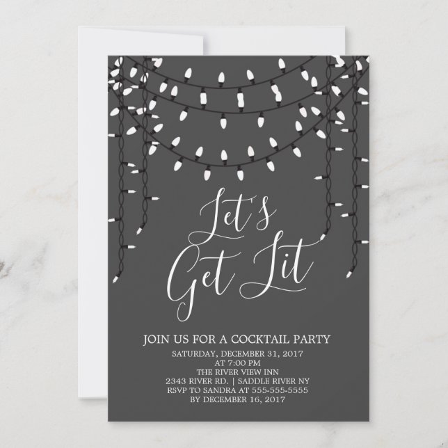Holiday Let's Get Lit Cocktail Party Invitation (Front)