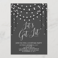 Holiday Let's Get Lit Cocktail Party Invitation