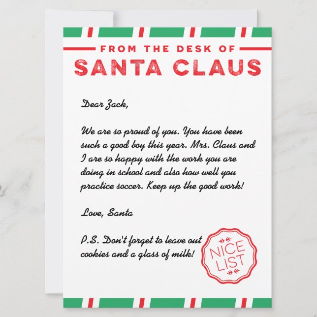 Holiday Letter from Santa Card (Front)
