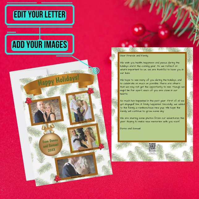 Holiday Letter with Photo - Fir Branches (A custom holiday letter/photo card can help you stay connected.)