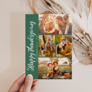 holiday lettering happy thanksgiving photo card