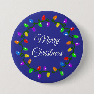 Holiday Lightbulb Wreath 3 Inch Round Button