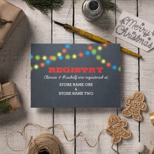 Holiday Lights Chalkboard Wedding Registry Enclosure Card