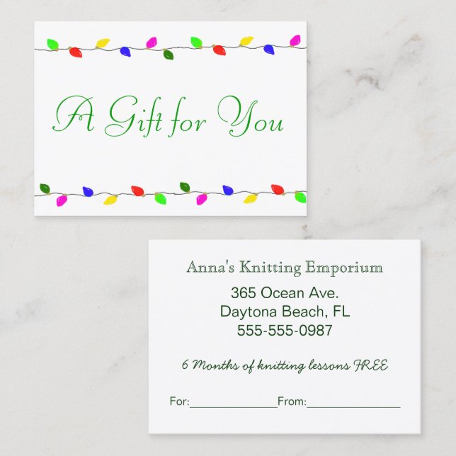 Holiday Lights Corporate Gift Certificate Business (Front/Back)
