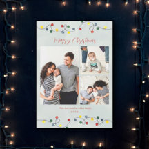 Holiday Lights Merry Christmas Family Photo