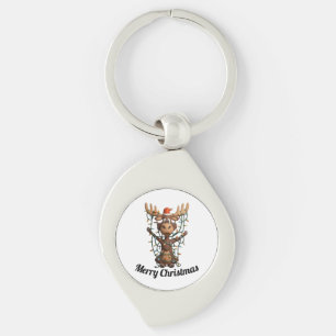 Holiday Lights Moose Keychain