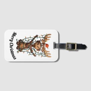 Holiday Lights Moose Luggage Tag