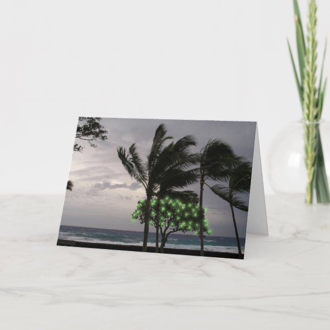 Holiday Lights on Palm Trees Card (Front)