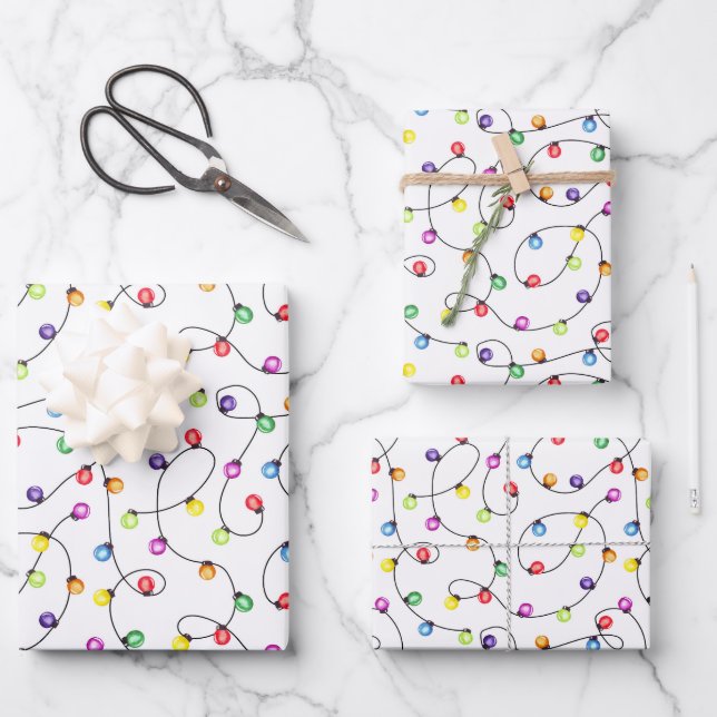 Holiday Lights Wrapping Paper Sheets (Front)
