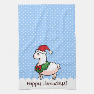 Holiday Llama Elf Kitchen Towel