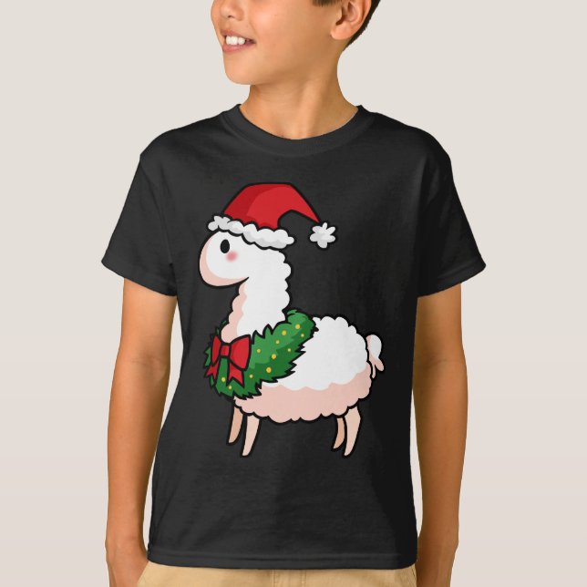 Holiday Llama Elf T-Shirt (Front)