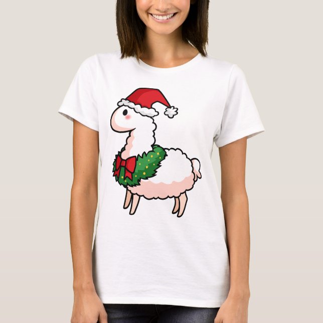 Holiday Llama Elf T-Shirt (Front)
