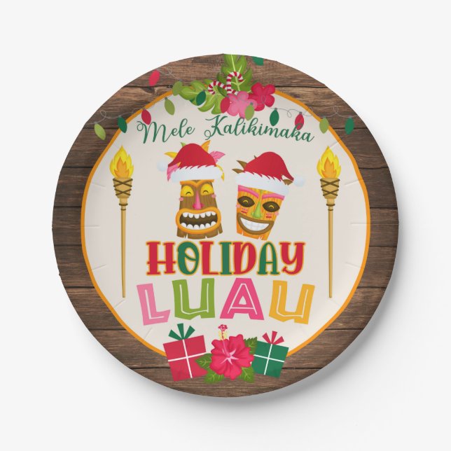 Holiday Luau Party Paper Plate - W (Front)