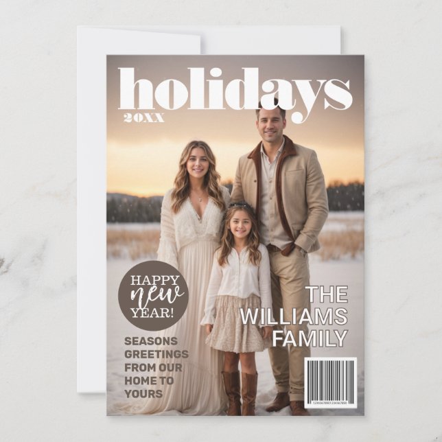 Holiday Magazine Themed Christmas Card (Front)