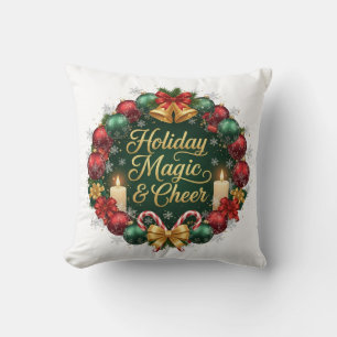 Holiday Magic & Cheer Festive Christmas  Throw Pillow