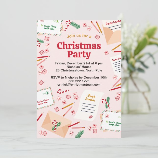 Holiday Mail & Letters to Santa - Merry Christmas Invitation (Standing Front)