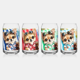 Holiday male Chihuahua Beach Relaxation 1-4 Can Glass