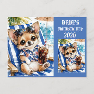 Holiday Male Chihuahua Beach Relaxation  Postcard
