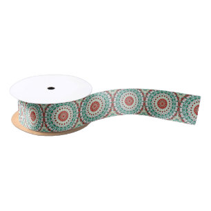 Holiday Mandala in Red, Green, and Winter White Satin Ribbon