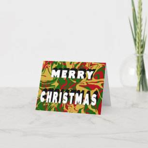 Holiday Marble Red Green Gold Merry Christmas Card