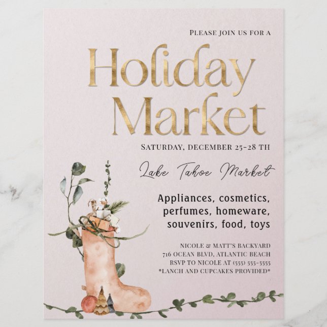 Holiday Market Christmas Decorations Invitation (Front)