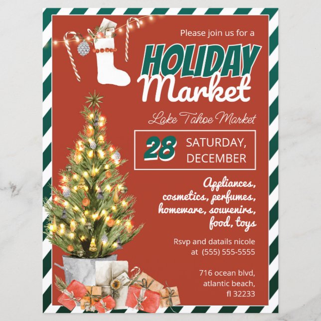 Holiday Market Christmas Tree Invitation (Front)