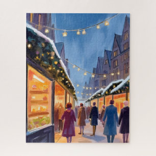 Holiday Market Merry Christmas Painting Jigsaw Puzzle