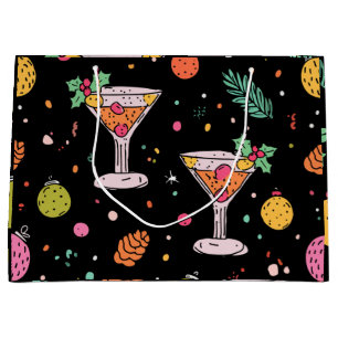 Holiday Martinis Retro with Bright Abstract Design Large Gift Bag