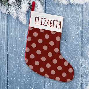 Holiday Matching Couple Add Your Name Polka Dots Small Christmas Stocking