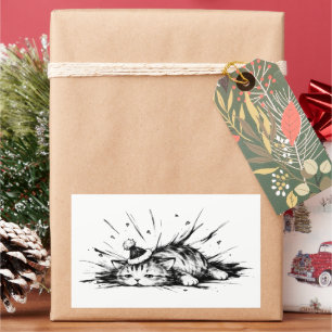 Holiday Meltdown Cat Brush Grumpy Festive Art on Sticker