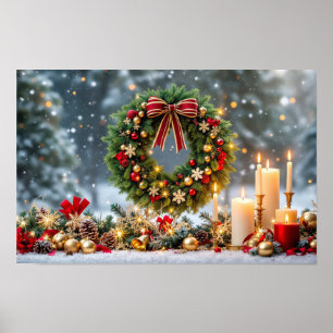 Holiday Merry Christmas Festive Season Candles Poster