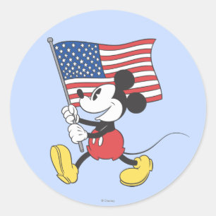 Holiday Mickey   Flag Classic Round Sticker
