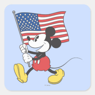 Holiday Mickey   Flag Square Sticker