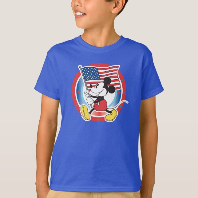 Holiday Mickey | Flag with Circle T-Shirt (Front)
