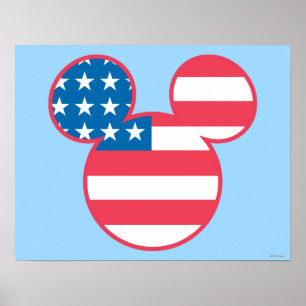 Holiday Mickey   Mouse Head Flag Icon Poster