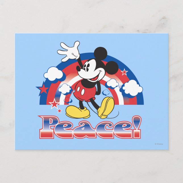 Holiday Mickey | Patriotic Peace Rainbow Postcard (Front)