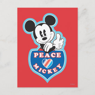 Holiday Mickey Peace Love Postcard