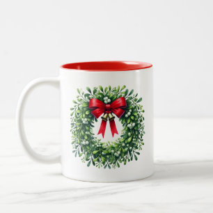Holiday Mistletoe Wreath Coffee Mug