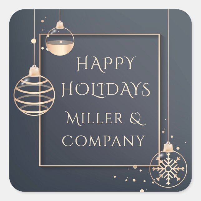 Holiday Modern Chic Corporate Christmas Square Sticker (Front)