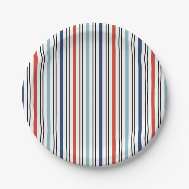 Holiday Modern Stripes Paper Plate (Front)