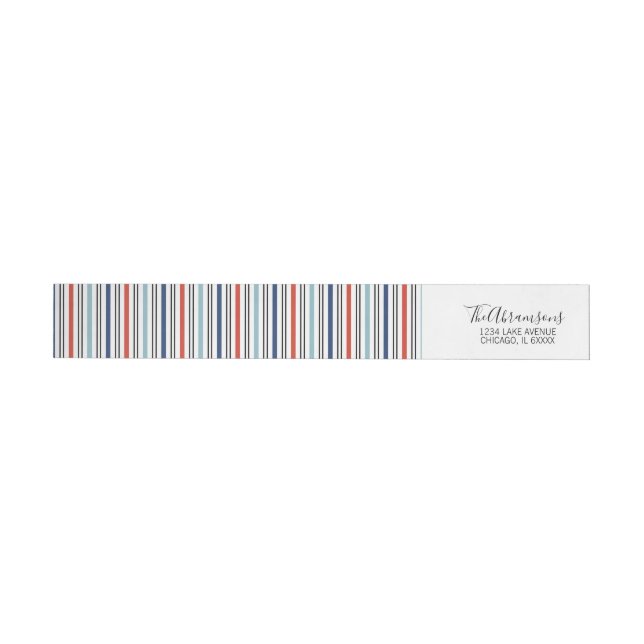 Holiday Modern Stripes Wraparound Address Label (Individual)